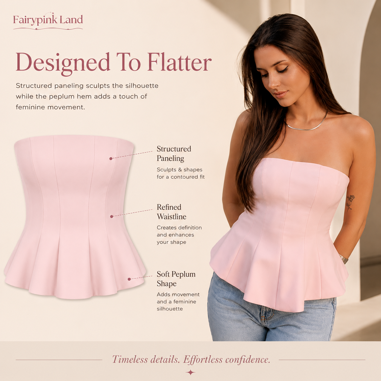 FairyPink🎀 Florence Peplum Top